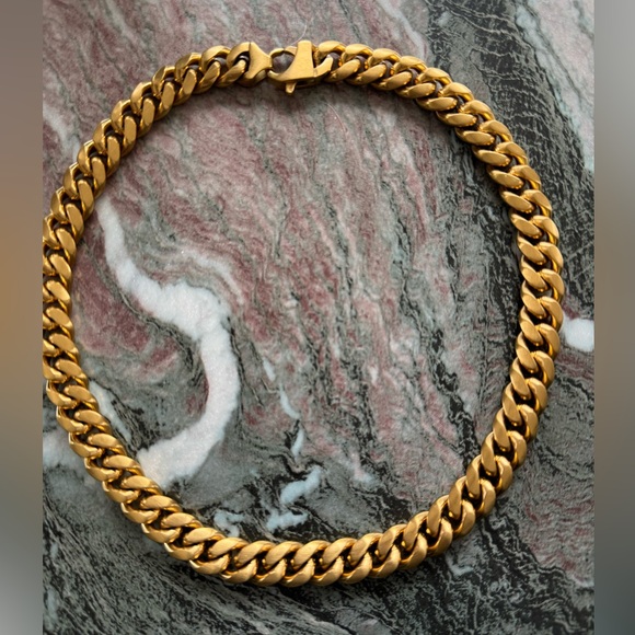 Gold Curb Chain Necklace 17” - Picture 1 of 2